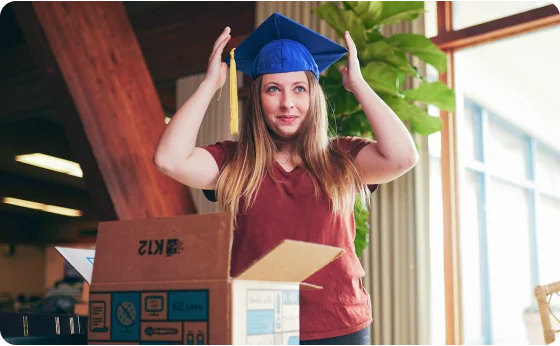 Student wearing a graduation hat